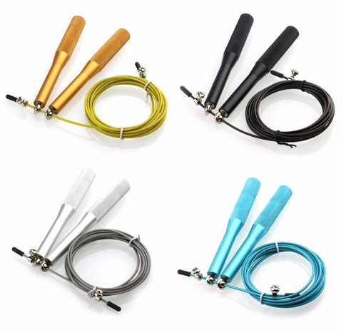 Cuerda para saltar con mango de metal y cable de acero y aluminio con peso